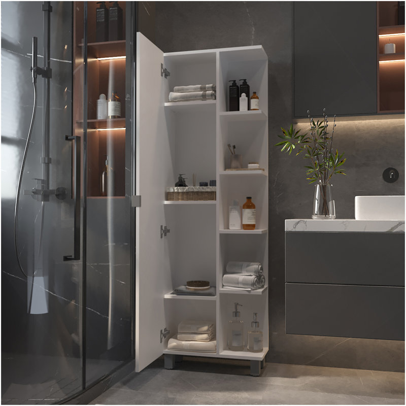 Armoire à linge Los Angeles, miroir, cinq tablettes