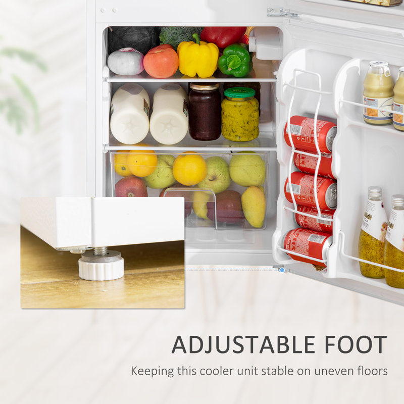 HomCom 3.2 Cubic Feet Portable Freestanding Mini Fridge with Freezer, White