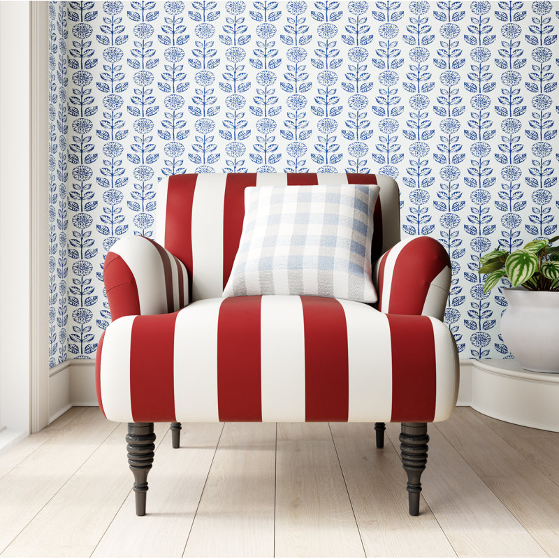 Fairhope 32'' Wide Cotton Armchair, Canopy Stripe Red
