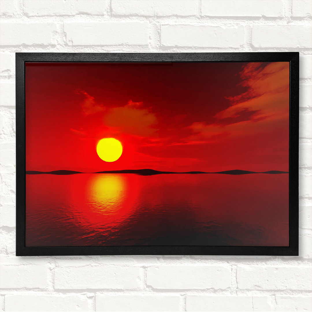 Red Sunblaze Reflection - Closed Corner Frame Kunstdrucke auf Holz