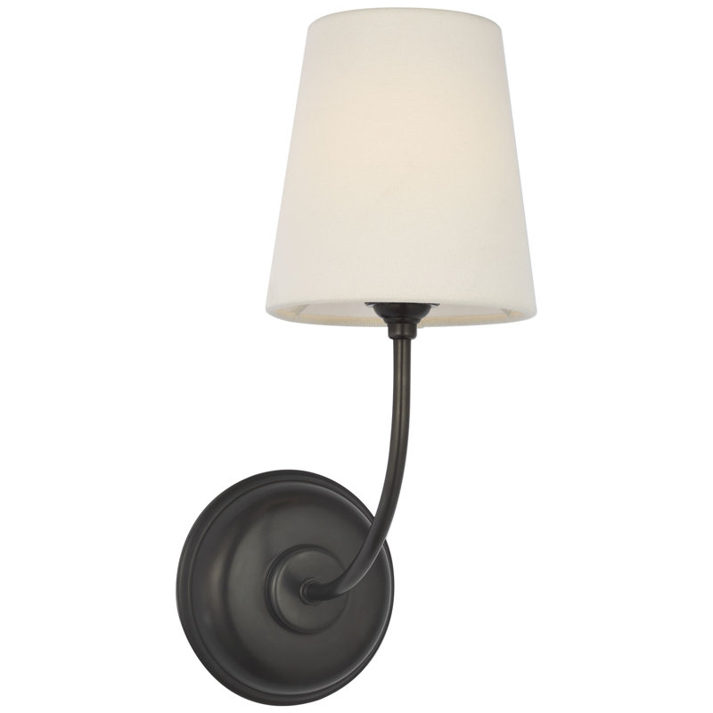 Thomas O'Brien Vendome 16" Cordless Single Sconce with Linen Shade, Bronze