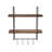 VIP Metal 23.62 in. Brown Double Wall Shelf with 4 Hooks