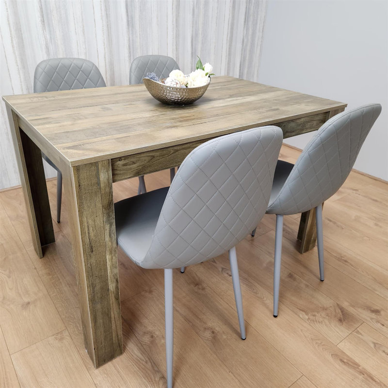 Aghaboy 4 - Person Dining Set, 75cm H x 140cm W x 80cm D, Grey, Natural