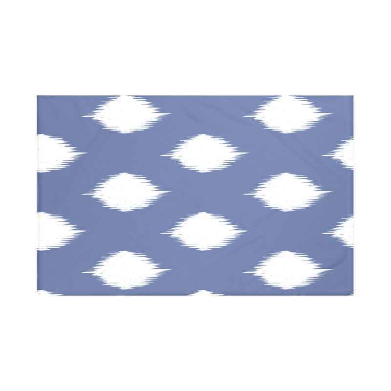 Ikat Dot Throw Blanket, 50" L x 60" W, Cadet (Blue/Off White)