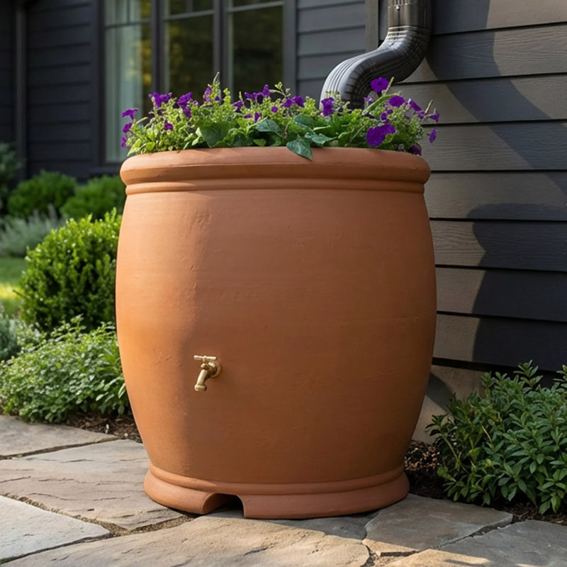 Barcelona Rain Barrel, 100 Gallon, Terra Cotta