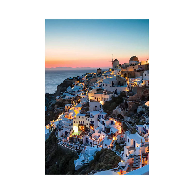 Santorini Evening by Matteo Colombo - Wrapped Canvas Print, 20.32 cm H x 30.48 cm W