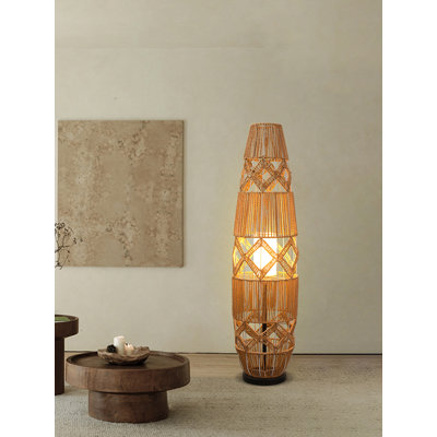 Wabi-Sabi Style Wrought Iron & Hemp Rope Floor Lamp
