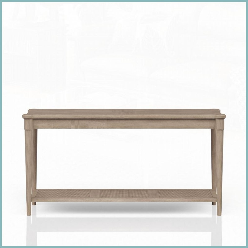 Table basse transitionnelle décontractée à finition sable avec 2 tiroirs Tablette, parfaite pour le rangement dans le salon