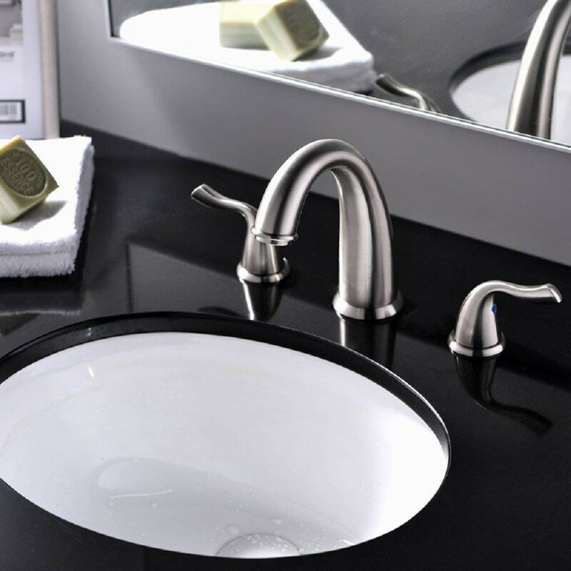 Widespread 2-handle Bathroom Faucet with Drain Assembly, Brushed Nickel