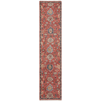 Hand Knotted Wool Area Rug in Red