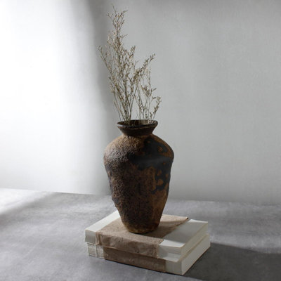 Rusty Ceramic Vase,Pottery Farmhouse Flower Vase for Centerpieces,Wabi Sabi Decorative Vase for Table,Living Room,Bedroom,Bathroom
