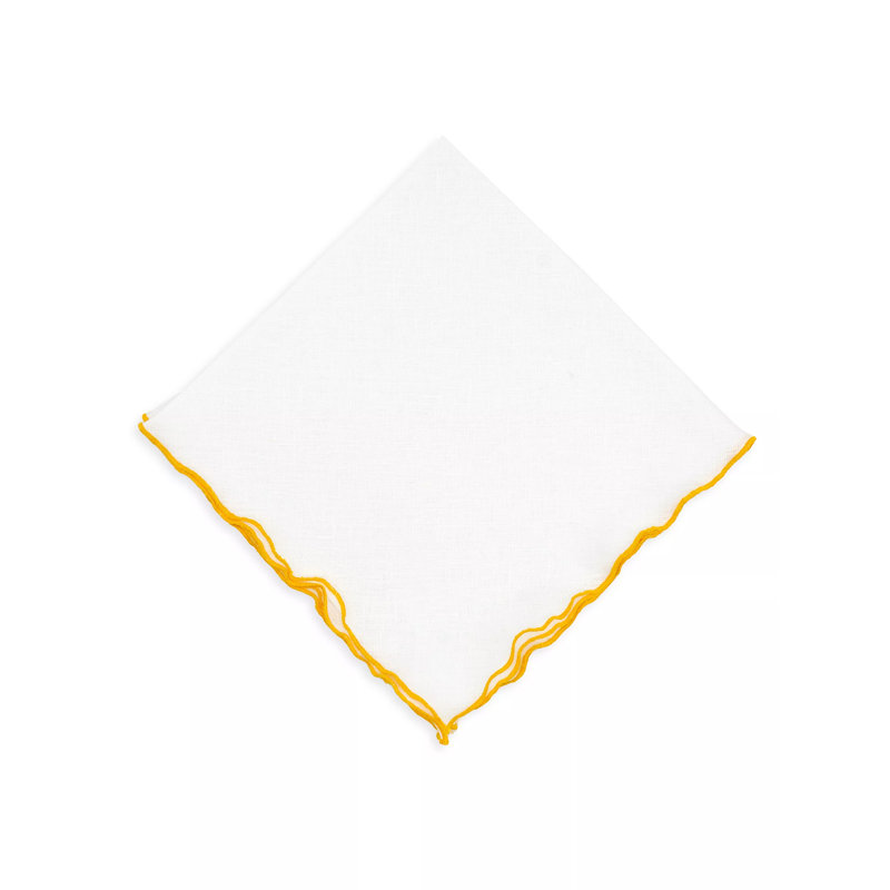 Lettuce Edge Napkin, Set Of 4, White/Dark Gold