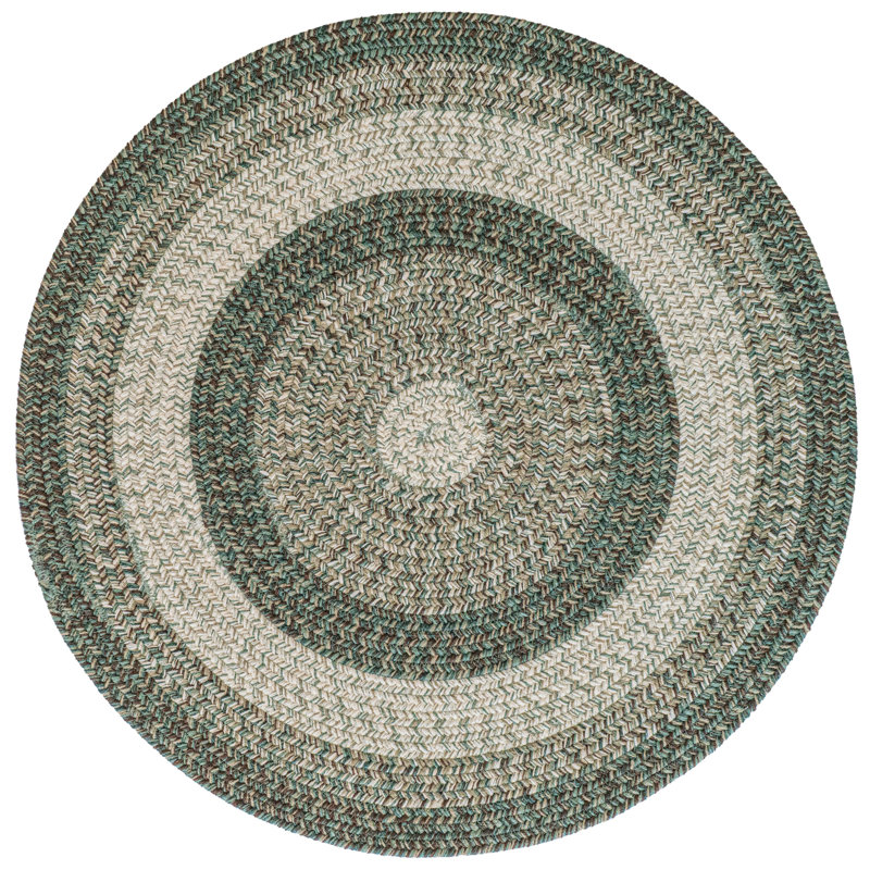 Green Multi Braided Round Synthetic Rug 8'6"