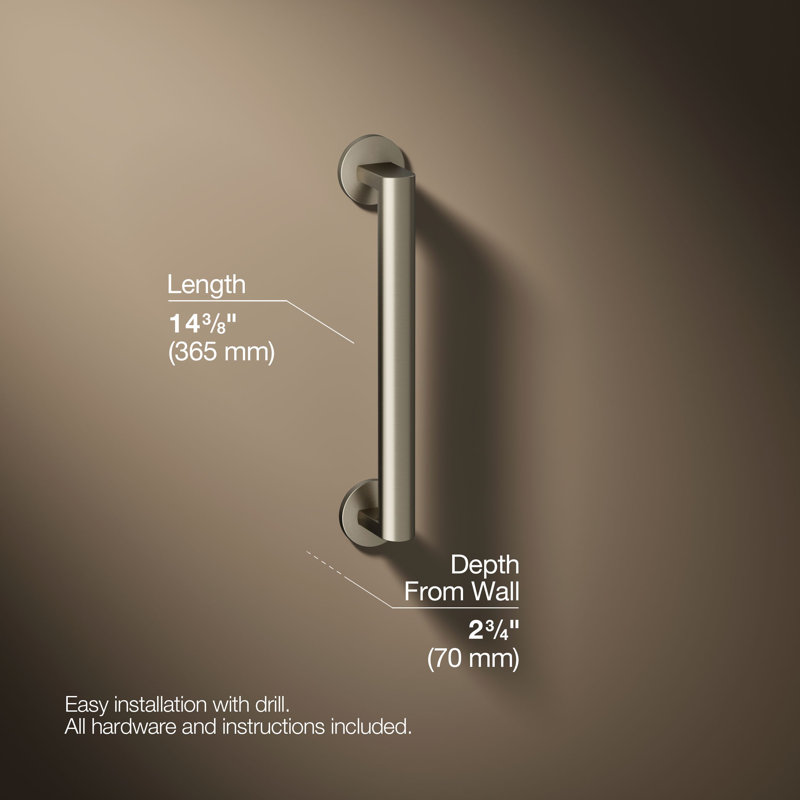 Components™ 18-In Grab Bar, 12" W, Vibrant Brushed Nickel