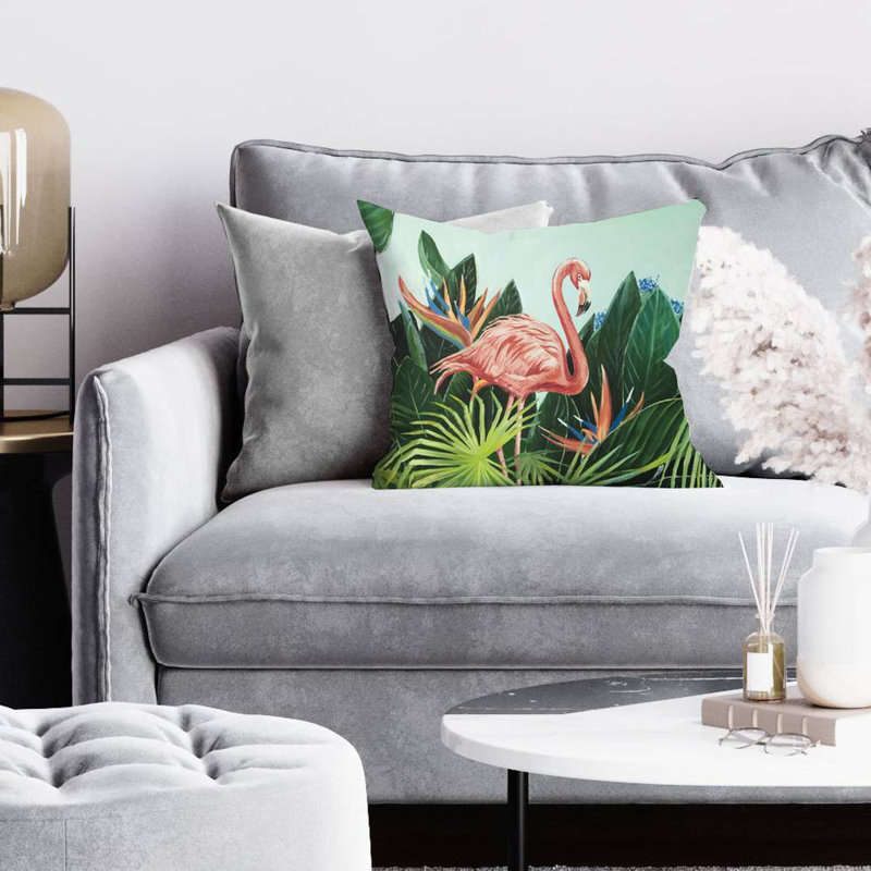 Tropical flamingo - 16"x16" Throw pillow cover - Poly twill - Print on demand