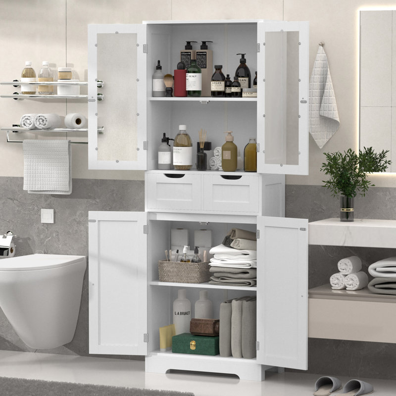  70"  Tall White Bathroom Cabinet Storage Cabinet