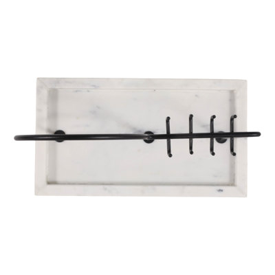 Présentoir à bijoux moderne en forme d'arche pour commode ou coiffeuse - Rangement contemporain et peu encombrant pour chambre - 33 cm, blanc et noir