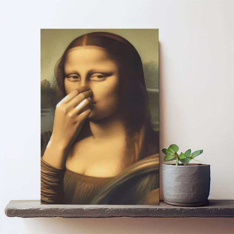 Reproduction sur toile «Playful Mona Lisa», 24 * 16 pouces (60 * 40 * 2cm)