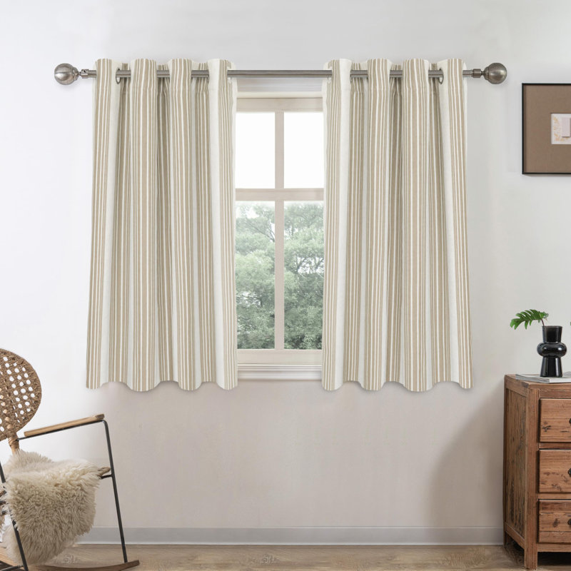 Romelia Saki Print Room Darkening Grommet Curtain Panel, 52" W x 36" L, Camel Beige