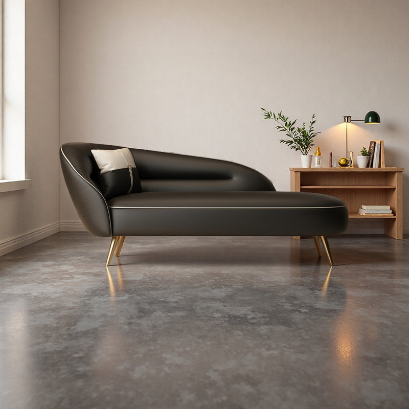 Chaise longue en similicuir Modern Simplicity, Left Hand Facing, Black