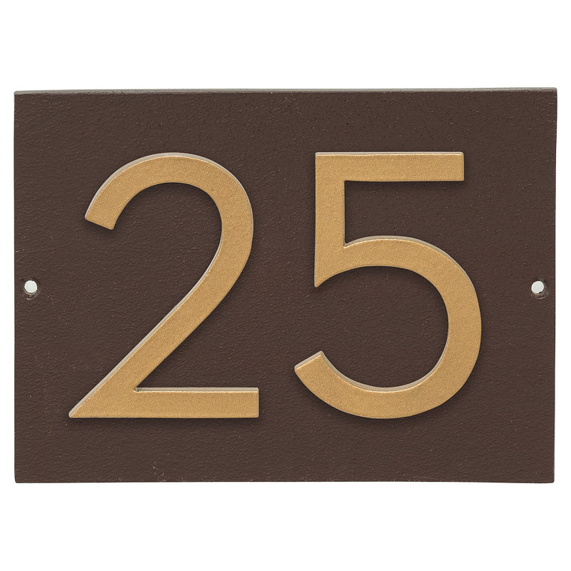 Floating 1-Line Wall Address Plaque, White, Black, Yes