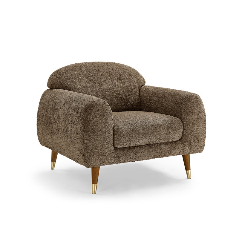 Elishah 96Cm Wide Tufted Armchair, Camel Boucle, Brown