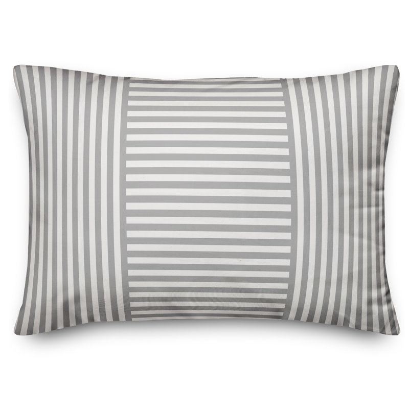  Patchwork Stripe Lumbar Pillow, Gray