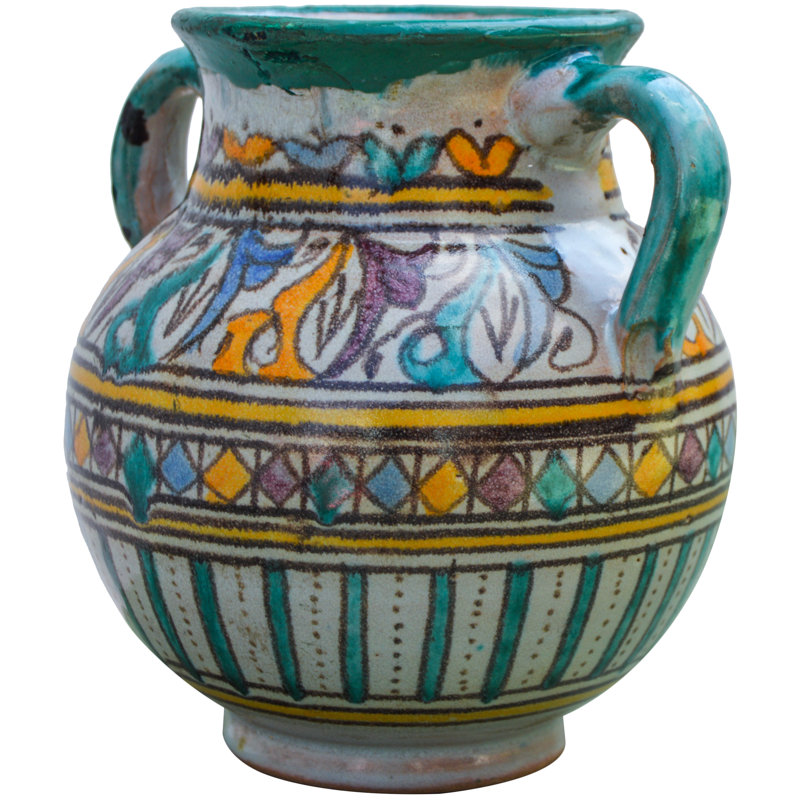 Vase de table intérieur / extérieur 6 po turquoise / orange / blanc
