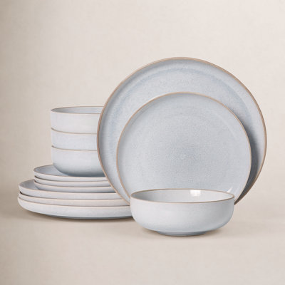 Alofmo Lunar Hush 12 Piece Stoneware Dinnerware Sets ，service For 4