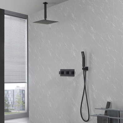 Système de douche en laiton, système de douche en acier inoxydable 1 pièce noir mat