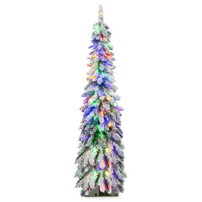 5 Ft. Flocked Slim Christmas Tree With Light