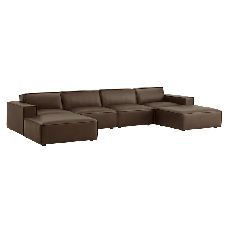 Canapé modulaire en cuir 6 pièces Bange espresso Bange, Similicuir espresso