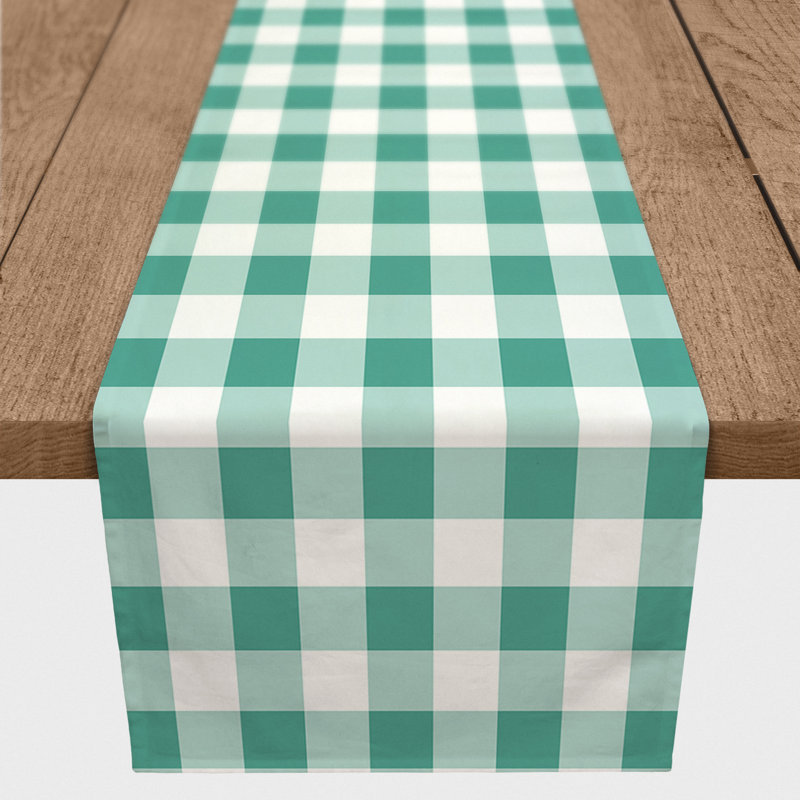 Chemin de table Westrick, Sarcelle, 72 po x 16 po, Minton Buffalo Check