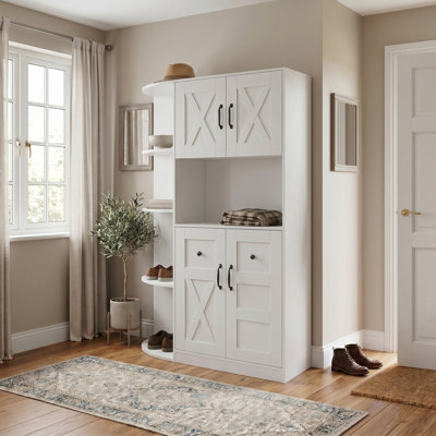 Multi-functional Hall Tree With Storage Shelves, Cabinet, And Bench – Can Be Used Separately