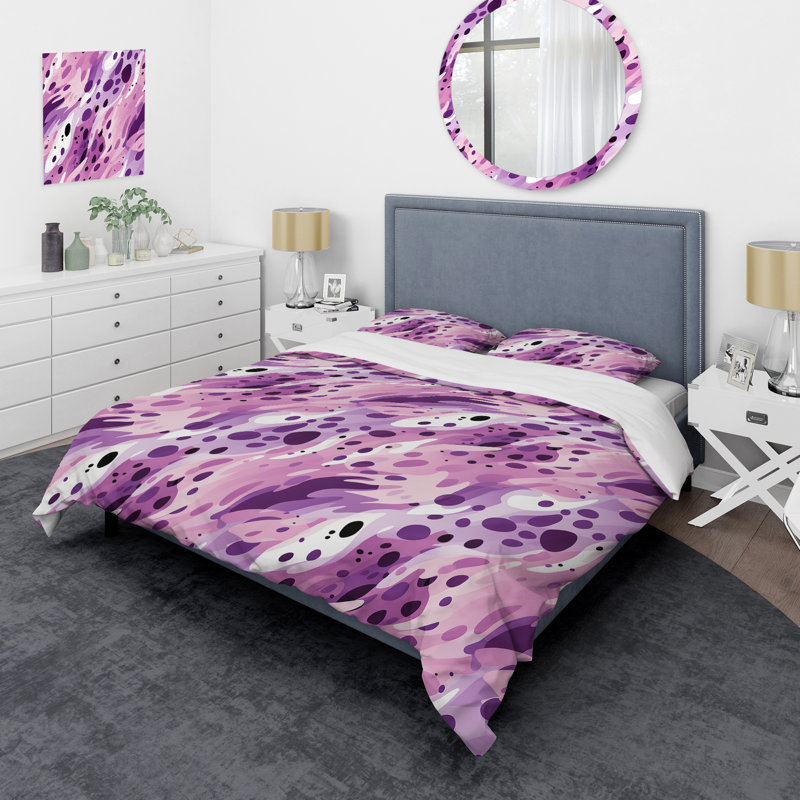 Ensemble de housse de couette abstrait lilas sans soudure mauve - polyester microfibre