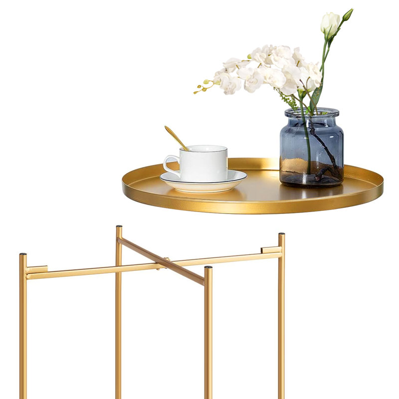 Iron Tray Top End Table, Gold