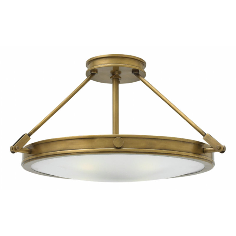 Collier Semi-Flush Mount Ceiling Light - Heritage Brass, Light Oiled Bronze, 11.5"H x 22"W x22"D, Incandescent