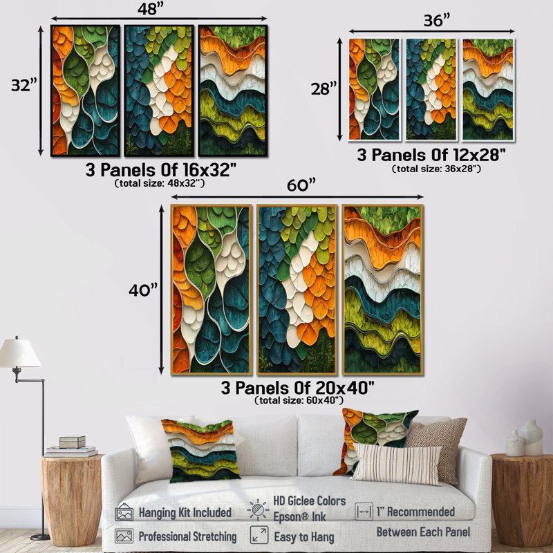 Biomorphism Earth Ephemeral Pathway I - Lyrical Abstraction Wall Art, ensemble de 3 collections, H 28 po x l 36 po