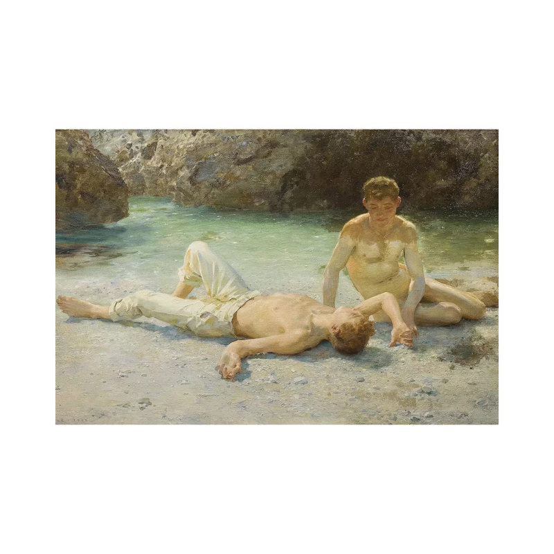 Noonday Heat, 1902-3 by Henry Scott Tuke - Wrapped Canvas Painting, 66.04 cm H x 45.72 cm W x 3.175 cm D