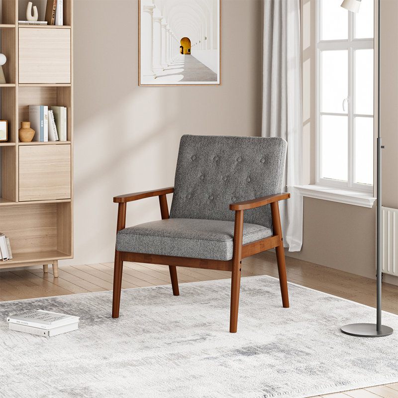 Upholstered Linen and Faux Sheepskin Armchair
