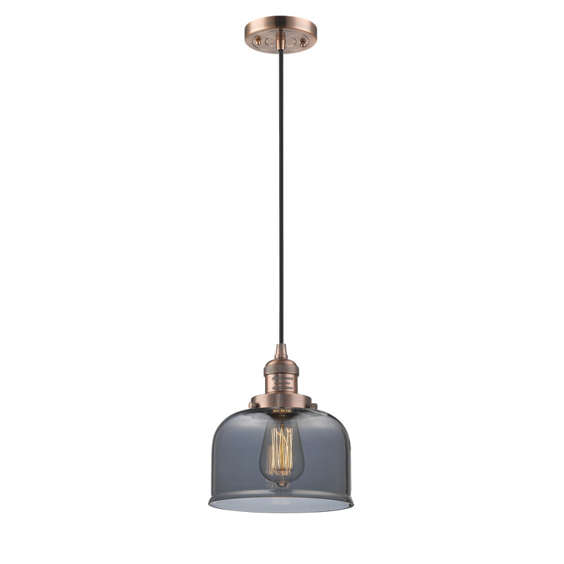 Witherington 1 - Light Single Pendant, Antique Copper, 8.88" H x 7.75" W x 7.75" D, Smoked