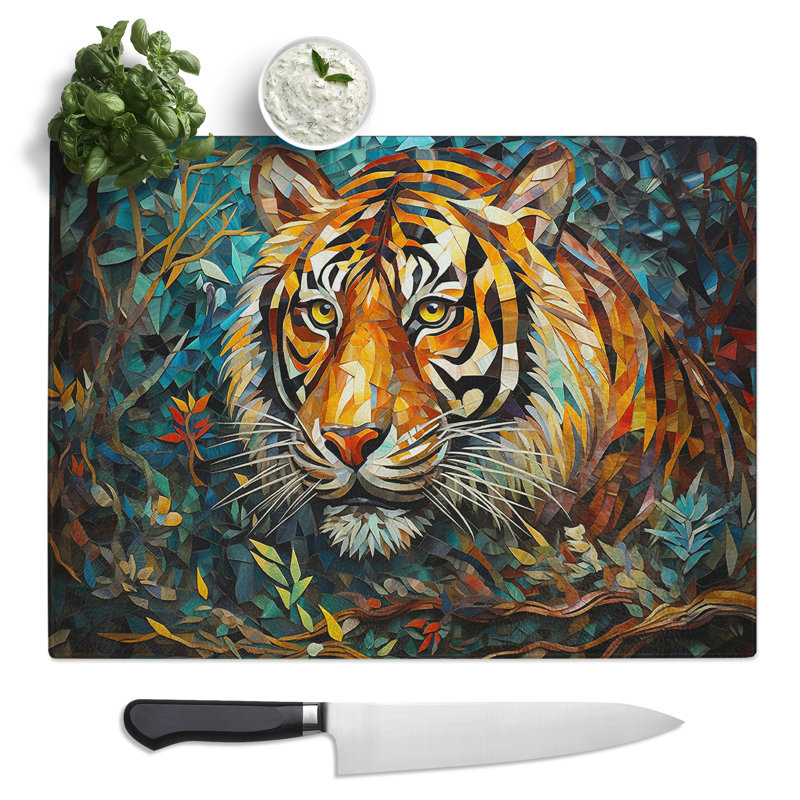 Tiger Orphism  Glass Chopping Board
