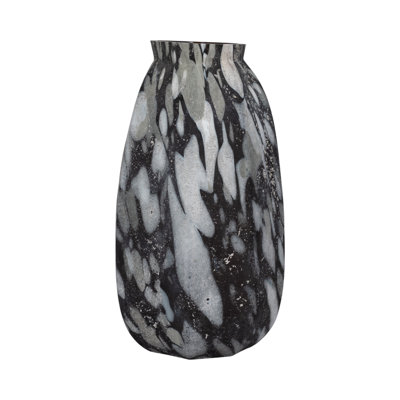 Decorative Home Decor Glass Vase with Abstract Pattern – Artistic Tall Flower Vase for Office Accent, Living Room Decor, or Table Styling – Grey