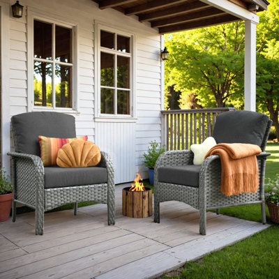 Rattan Patio Chair With Cushions (set Of 2) by Winston Porter