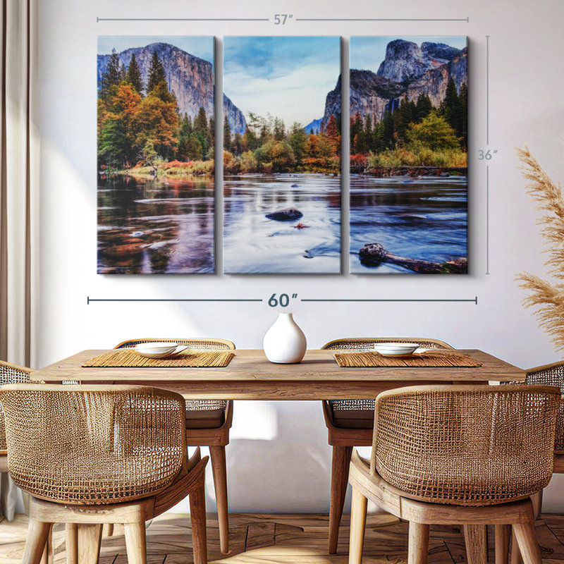 «Yosemite Autumn River», 3 pièces, H 36 po x l 57 po