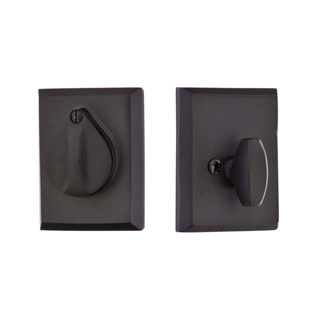 #3 Flap And Plate Single Cylinder Deadbolt Flat Black Bronze Finish, Flat Black Bronze