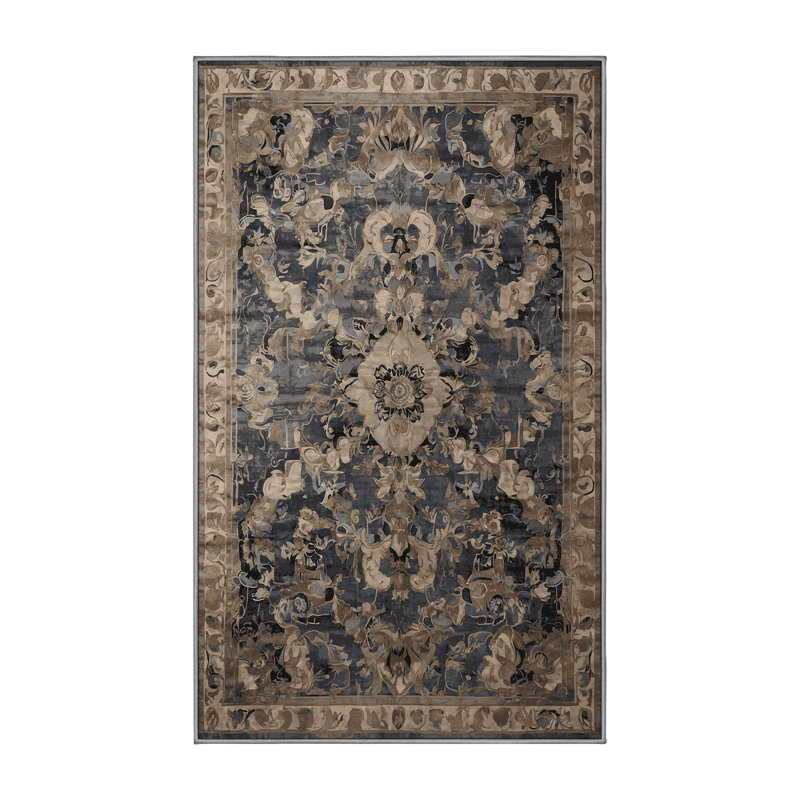 Tapis gris soyeux et moelleux, Rectangle 7 pi x 9 pi