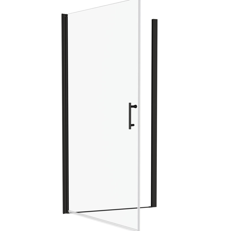 1 3/8" Adjustable Shower Door - Matted Black 1/4" Tempered Glass Wall Channel #304 Stainless Steel Handle Smooth Pivot System Excellent Leakage 36000 Open And Close Tests 30 31 Universal Door. Matte