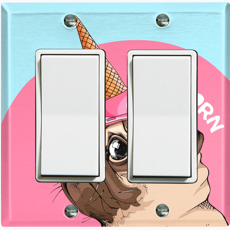 Plaque murale 2 prises Pugicorn Dog Ice Cream