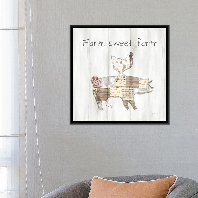 « farm family vii », impression sur toile, H 18 po x l 18 po x P 1,5 po, Toile avec cadre flottant noir, Pas de tapis